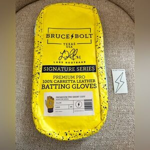 Bruce Bolt Yellow Batting Gloves-Adult L